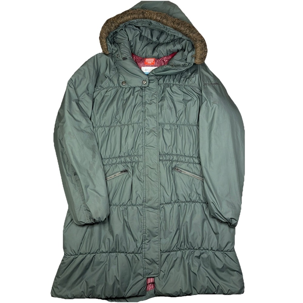 Columbia Jacket Womens XL Green Sparks Lake Parka Faux Fur Thermal Coil Hooded
